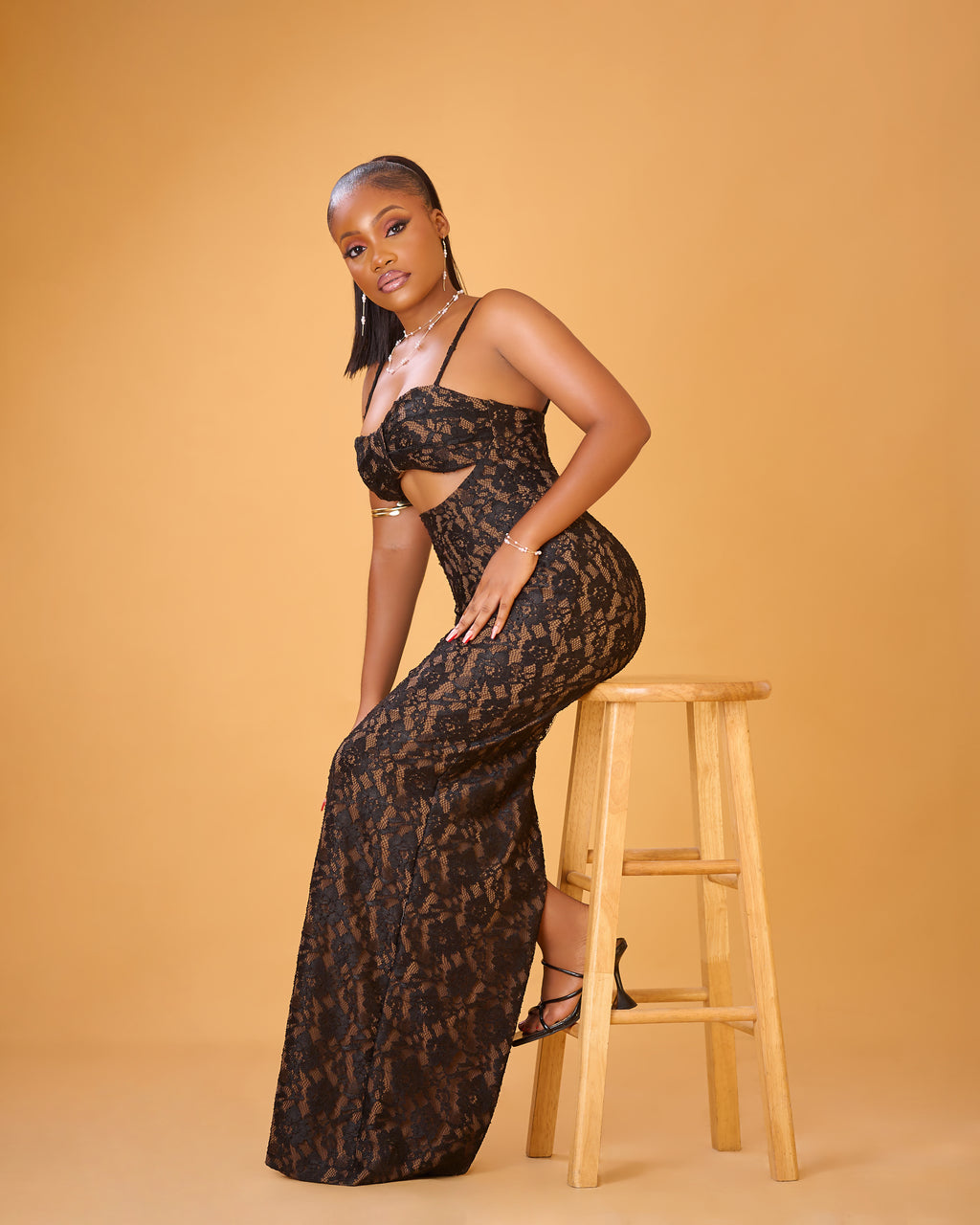 Noir Allure Lace Dress